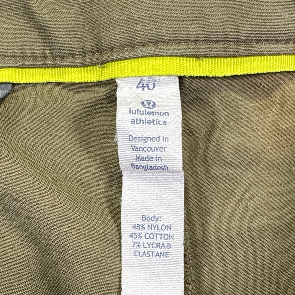 Lululemon Commission Shorts Chino Style Men’s 40 Army Green Olive 9” Inseam - Picture 4 of 10